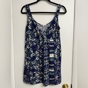 CAbi Blue Geometric Print Tank Top Size M